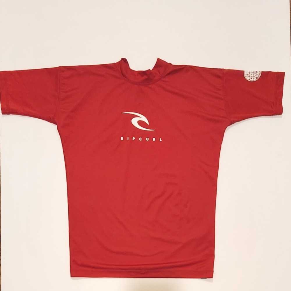 Rip Curl Kids Corpo UV Tee Rashguard| Boys' Size 14 | Red | # WLY3DB | EUC